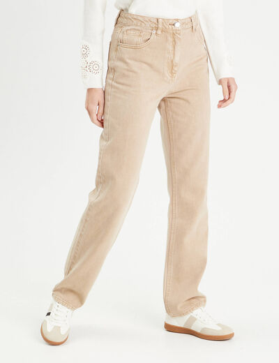 Jeans droit 5 poches sable femme