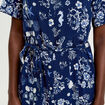 Robe longue col chemise bleu marine femme
