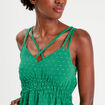 Robe évasée fluide plumetis vert femme