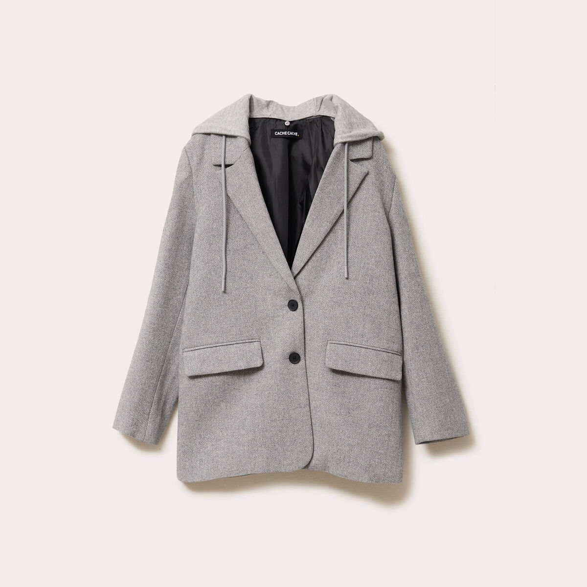 Blazer oversize capuche amovible gris clair femme