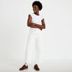 Jean wide leg cropped taille haute ecru femme