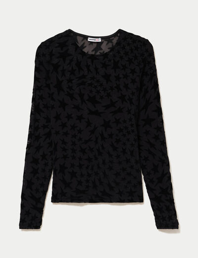 T-shirt ajust&eacute; manches longues noir femme
