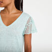 T-shirt manches dentelle vert clair femme
