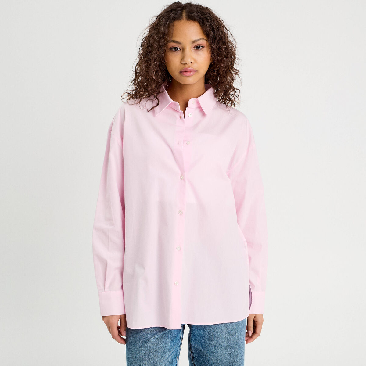 Chemise manches longues rose femme