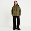 Veste courte bas resserr&eacute; &agrave; capuche vert kaki femme