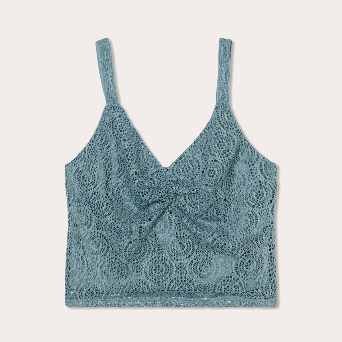 Débardeur cropped dentelle vert foncé femme