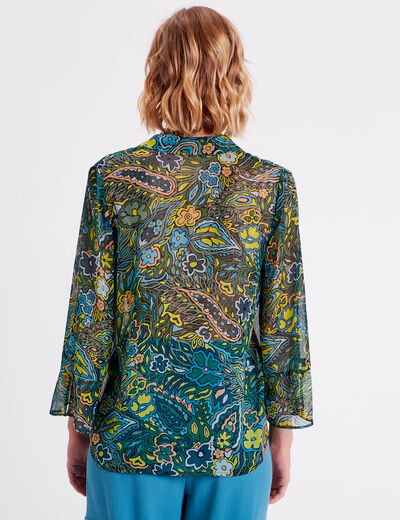 Chemise manches 3/4 noir femme