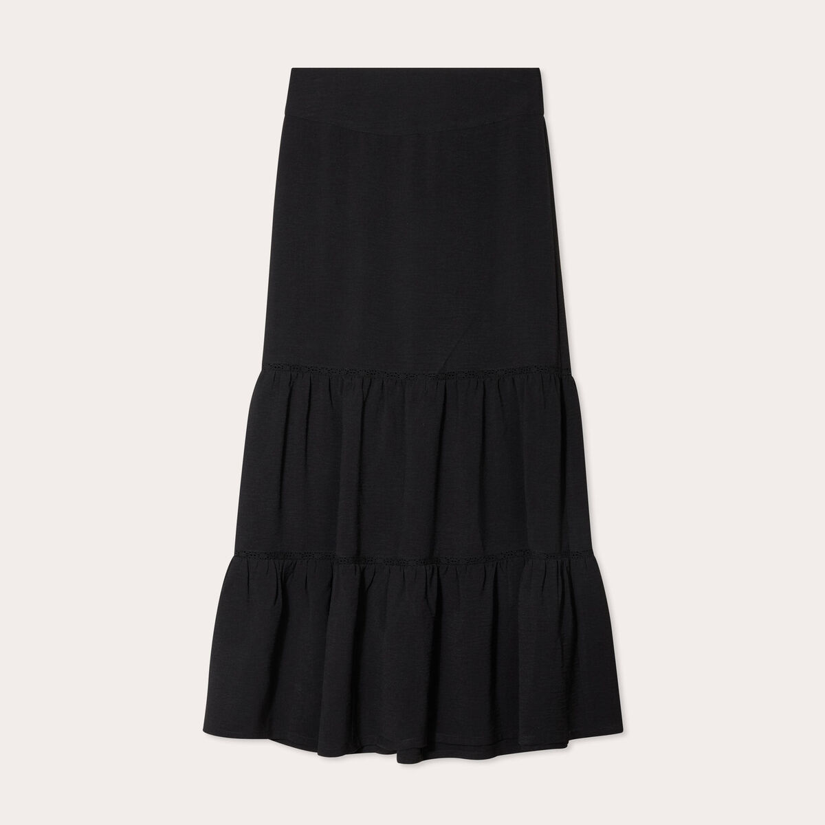 Jupe longue évasée noir femme