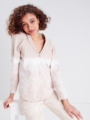 chemise manches longues beige femme