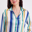 Chemise manches longues satin beige femme