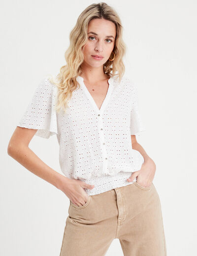 T-shirt manches courtes blanc femme