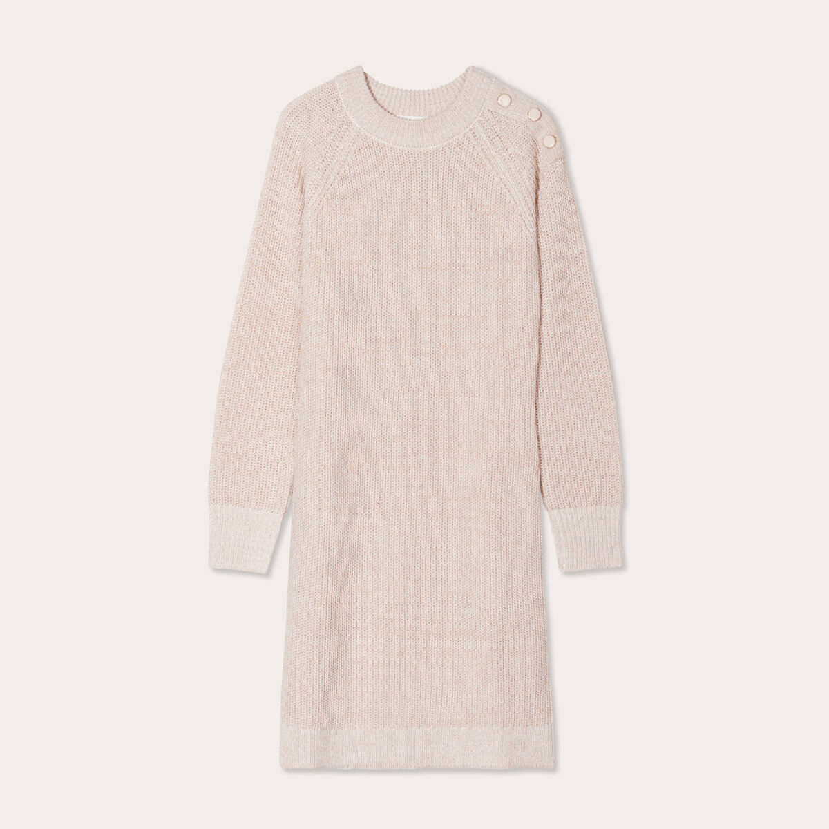 Robe pull droite col rond ivoire femme