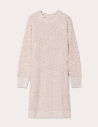 Robe pull droite col rond ivoire femme