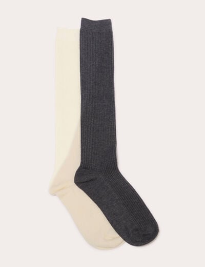 Lot de 2 paires de chaussettes gris fonc&eacute; femme