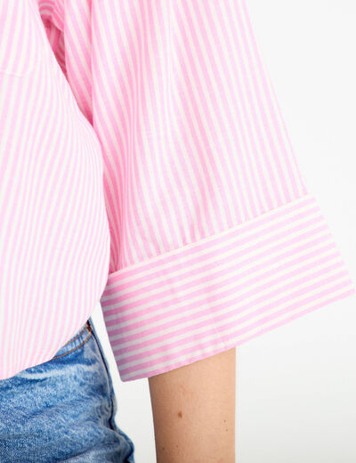 Chemise col classique manches 3/4 rose femme