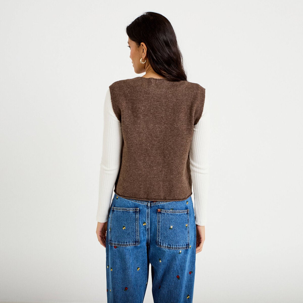 Gilet sans manches marron fonc&eacute; femme