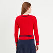Pull manches longues torsades rouge foncé femme