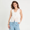 Gilet avec broderie anglaise blanc femme