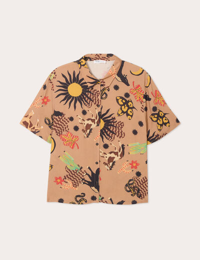 Chemise manches courtes marron foncé femme