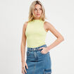 Débardeur court col montant jaune fluo femme