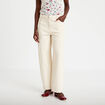 Pantalon barrel broderie taille basse ecru femme