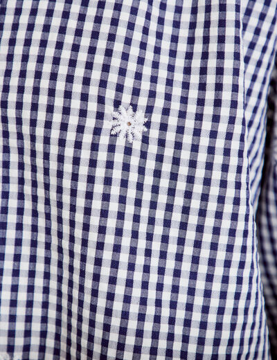 Blouse vichy brod&eacute;e bleu femme