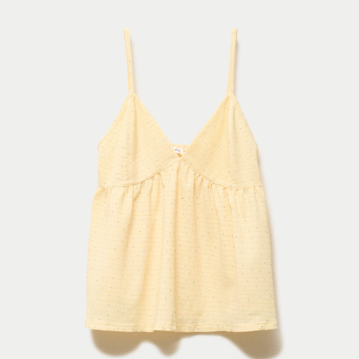 Top fines bretelles avec studs jaune pastel femme