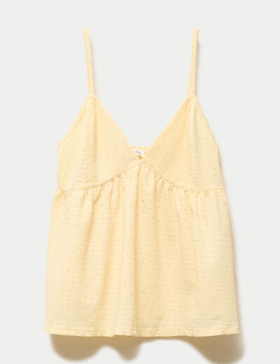 Top fines bretelles avec studs jaune pastel femme