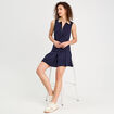 Robe trap&egrave;ze sans manches bleu marine femme