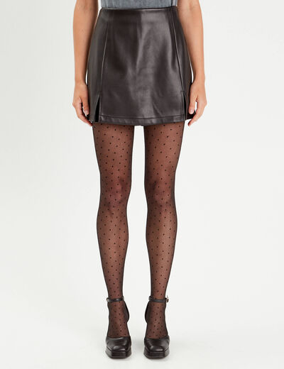 Jupe-short ajustée simili cuir noir femme