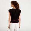 Blouse droite sans manches pliss&eacute;e noir femme
