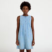 Robe courte &eacute;vas&eacute;e en jean sans manches bleu femme