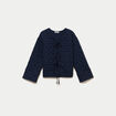 Gilet droit col v manches longues bleu marine femme