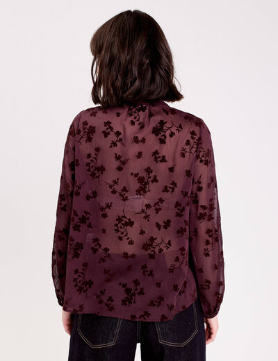 Blouse fluide manches longues marron cognac femme