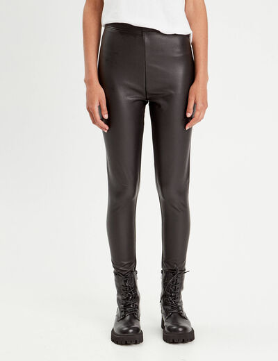 Legging simili cuir noir femme