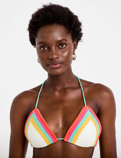 Haut de maillot de bain en crochet rouge femme