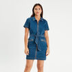 Robe droite en jean zippée denim stone femme