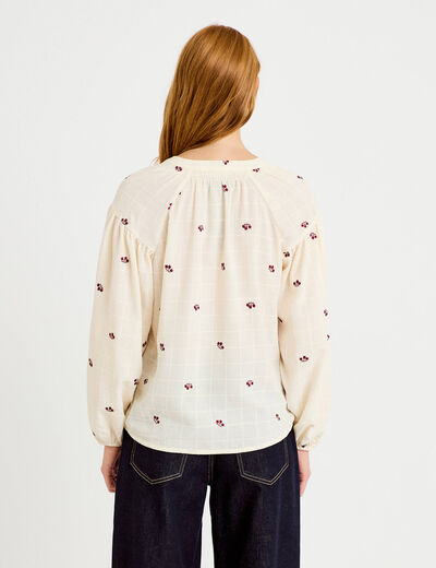 Blouse avec broderie bordeaux femme