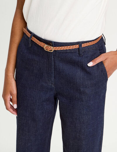 Jeans chino avec ceinture denim brut femme