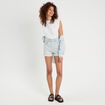 Short mom taille haute en jean denim bleach femme