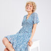 Robe évasée manches courtes bleu marine femme