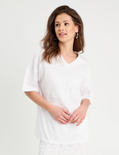 T-shirt manches courtes blanc femme