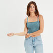 Bandeau smocké cropped bleu femme