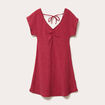Robe courte évasée col v manches courtes rouge foncé femme