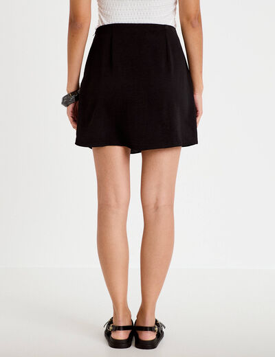 Jupe-short pliss&eacute;e &eacute;vas&eacute;e courte noir femme