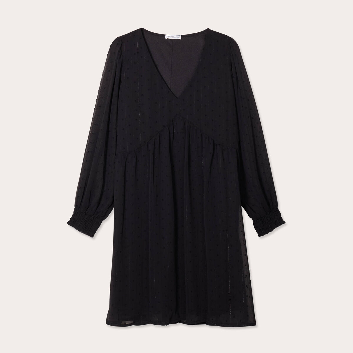 Robe évasée plumetis noir femme