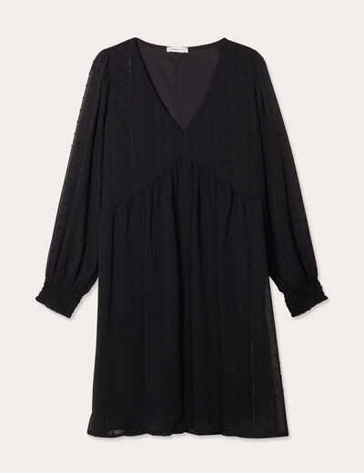 Robe évasée plumetis noir femme