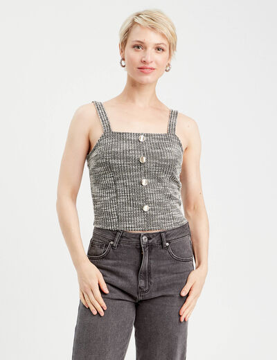 Bustier tweed noir femme