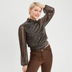 Blouse col montant noir femme