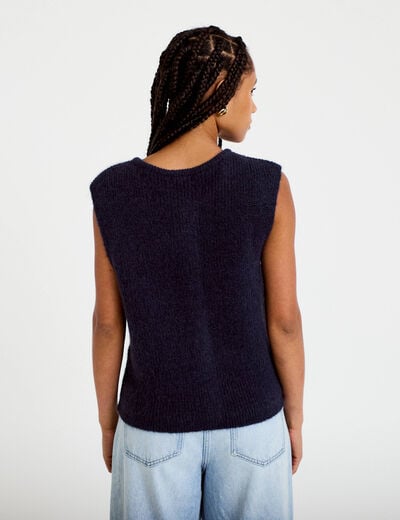 Gilet sans manches bleu marine femme